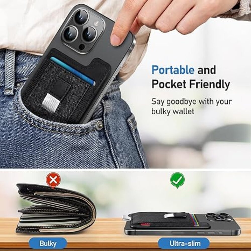 Magnetic Wallet Compatible with MagSafe iPhone 16 15 14 13 12 Pro Max Plus Black